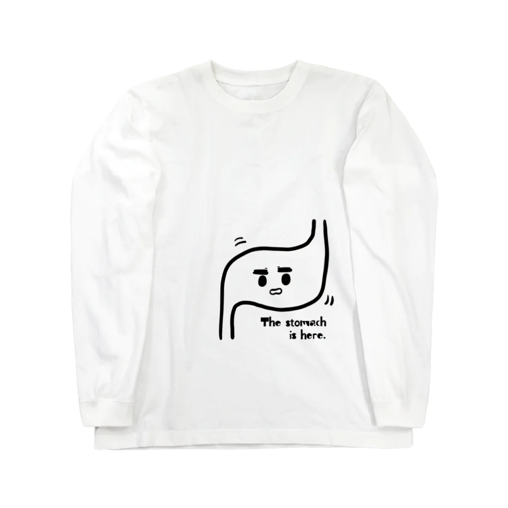 ぷにおもちSHOPのThe stomach is here ロングスリーブTシャツ