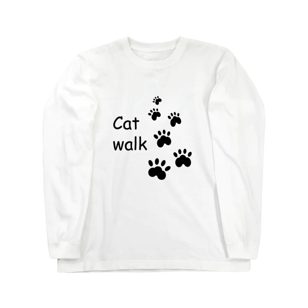 しる猫☆ミ雑貨店のＣat walk ロングスリーブTシャツ