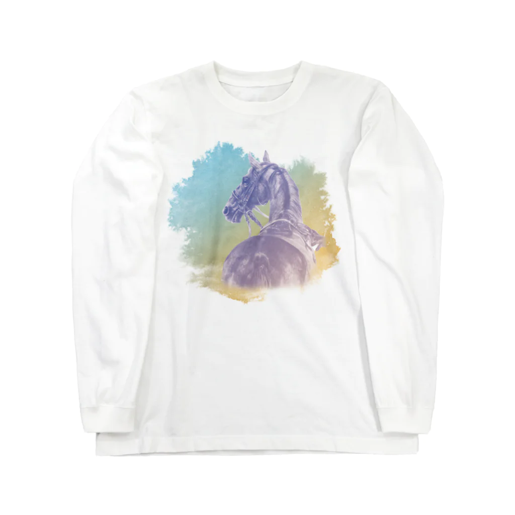 馬の絵の画家　斉藤いつみのサラブレッドの肖像画Tシャツ Long Sleeve T-Shirt