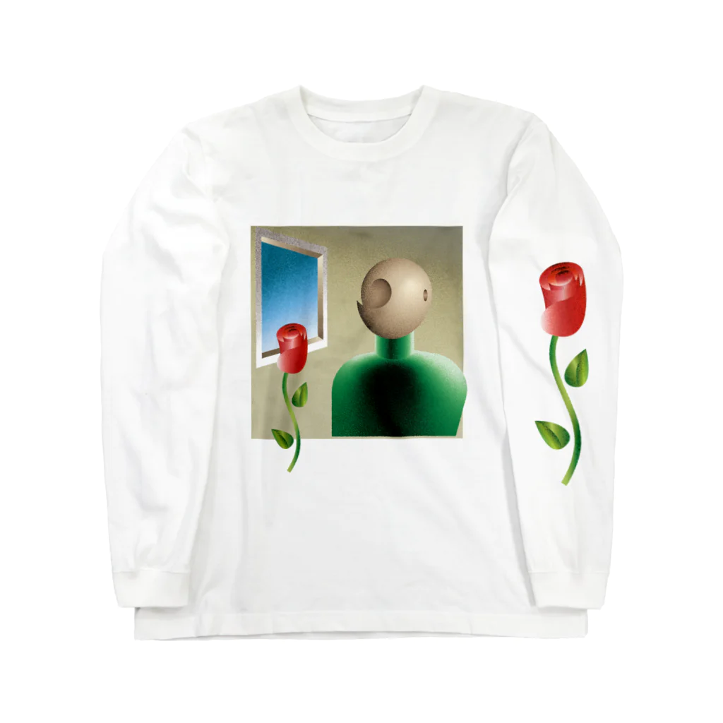 魚の水割りの花と窓と人 Long Sleeve T-Shirt