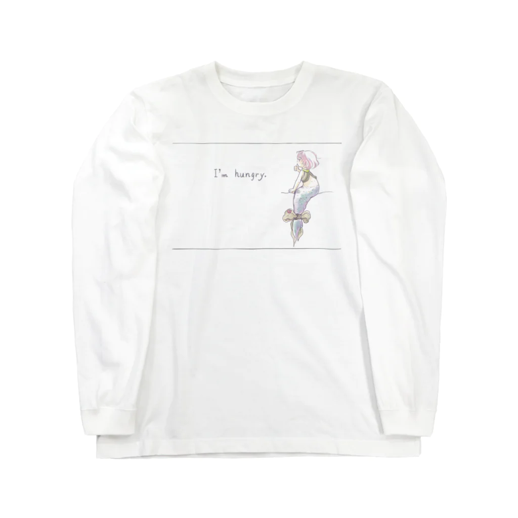 mami-skのお魚グッズ屋〜SUZURI店〜のハングリー人魚ちゃん Long Sleeve T-Shirt