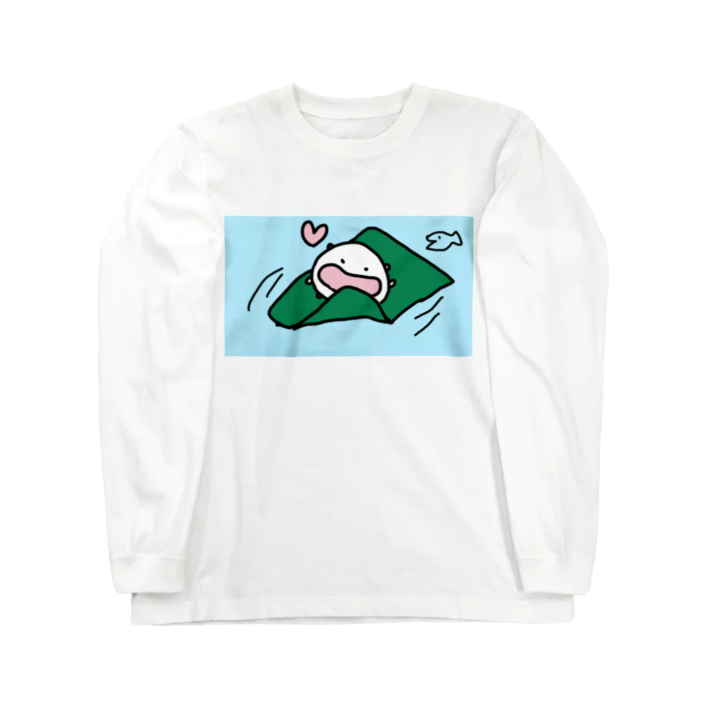 ダイナマイト87ねこ大商会の昆布を食べながら川を下るねこです Long Sleeve T-Shirt