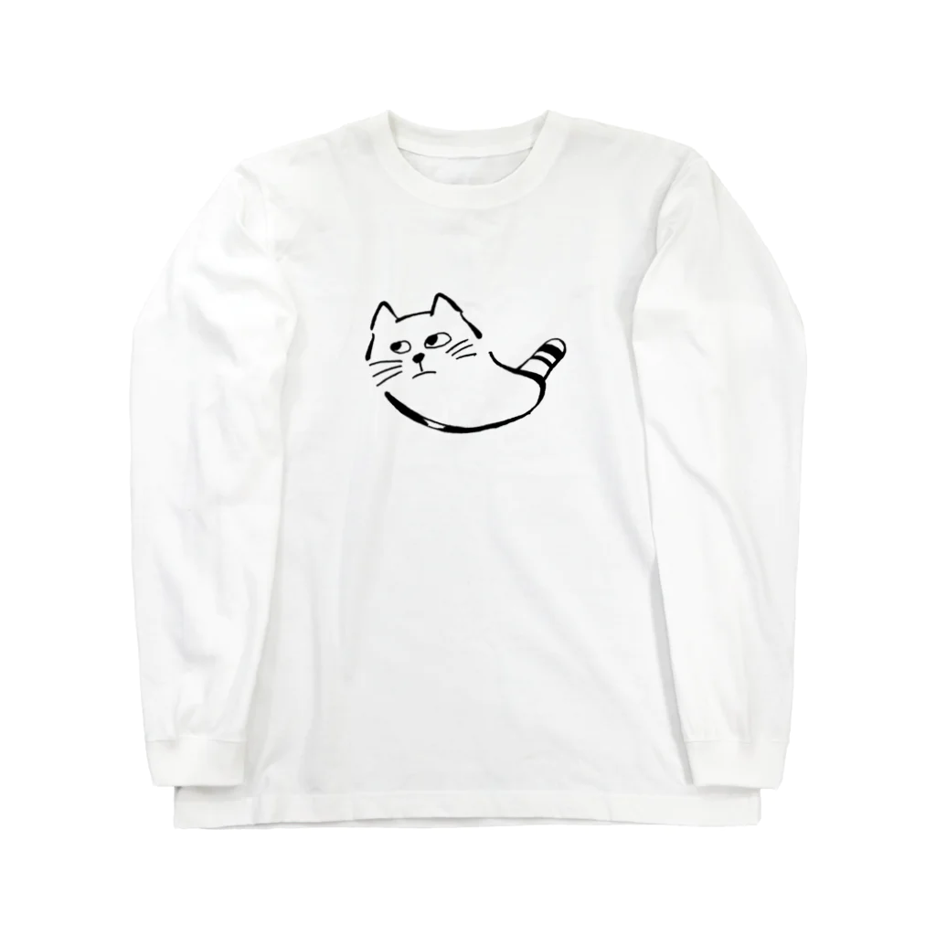 気ままに創作　よろず堂の飼い主よ、何か用か？　モノクロ黒 Long Sleeve T-Shirt