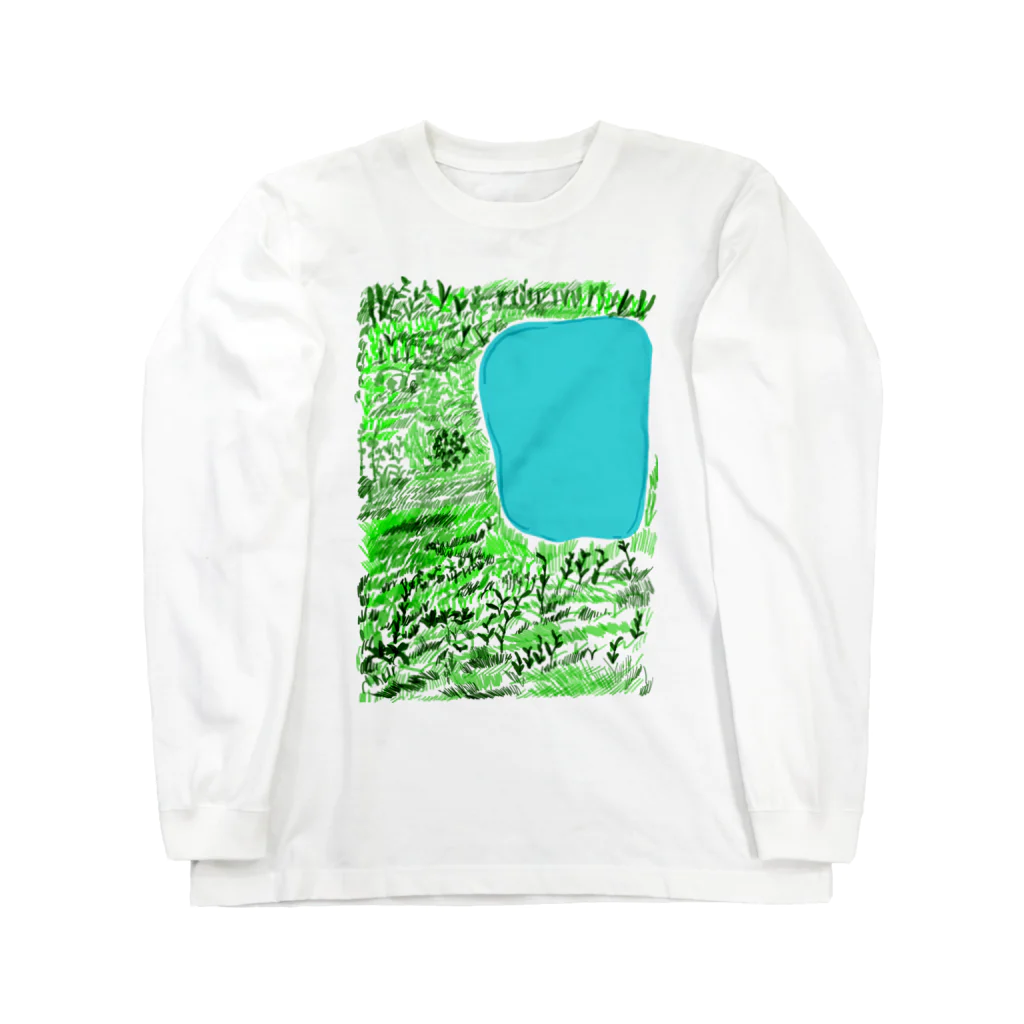 ヒャナヒュ-の湖と草むら Long Sleeve T-Shirt