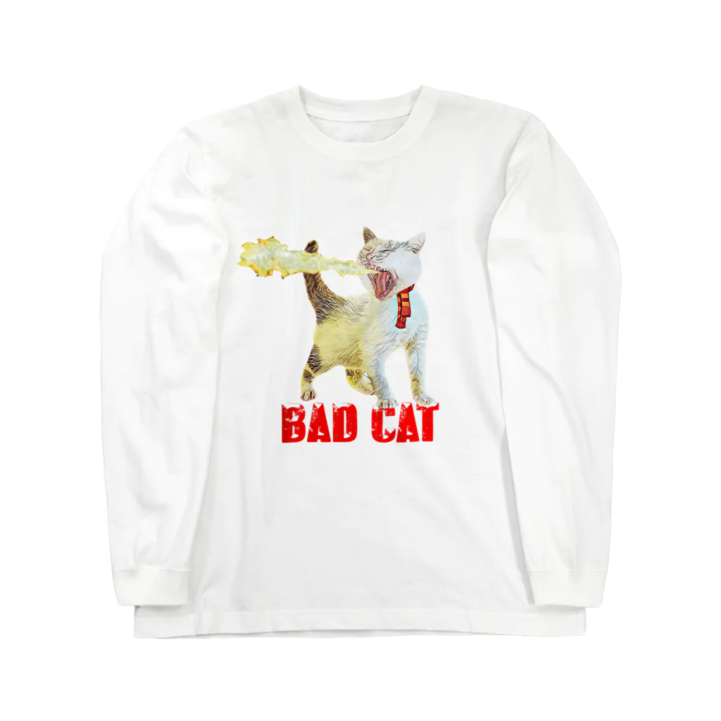 Rock catの炎のBAD CAT ロングスリーブTシャツ