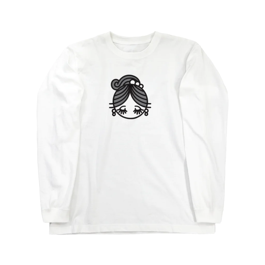 ソーメンズのポニーテール少女アイコンモノクロ Long Sleeve T-Shirt