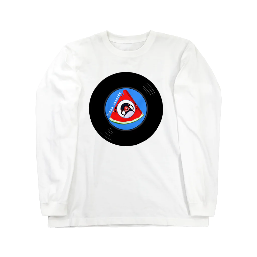 レコードの巣のすいかレコード桜文鳥 Long Sleeve T-Shirt