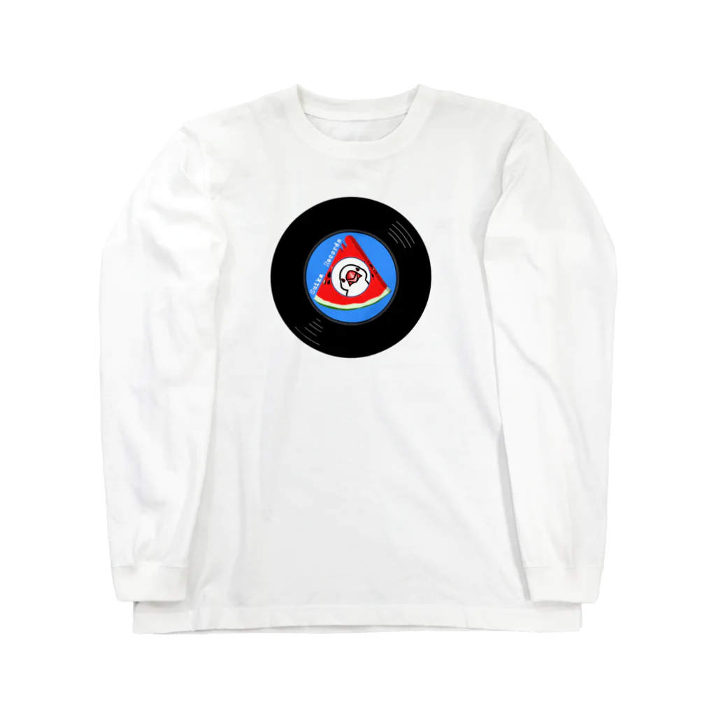 レコードの巣のすいかレコード白文鳥 Long Sleeve T-Shirt