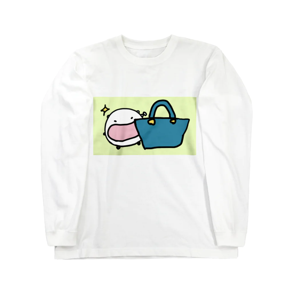 ダイナマイト87ねこ大商会のカバンの中に米粒を入れてくるねこです Long Sleeve T-Shirt