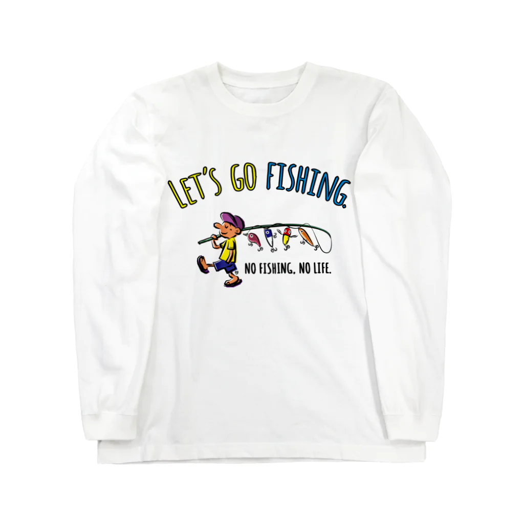 ワカボンドのレッツゴーフィッシング ルアーと少年_カラフル Long Sleeve T-Shirt