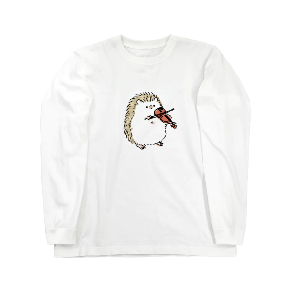 ハリネズミと楽器のハリネズミとヴァイオリン Long Sleeve T-Shirt