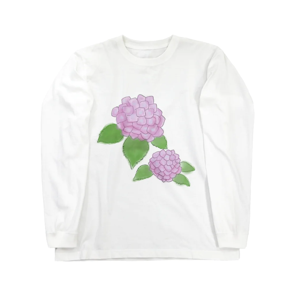 気ままに創作　よろず堂のあじさい　紫 Long Sleeve T-Shirt