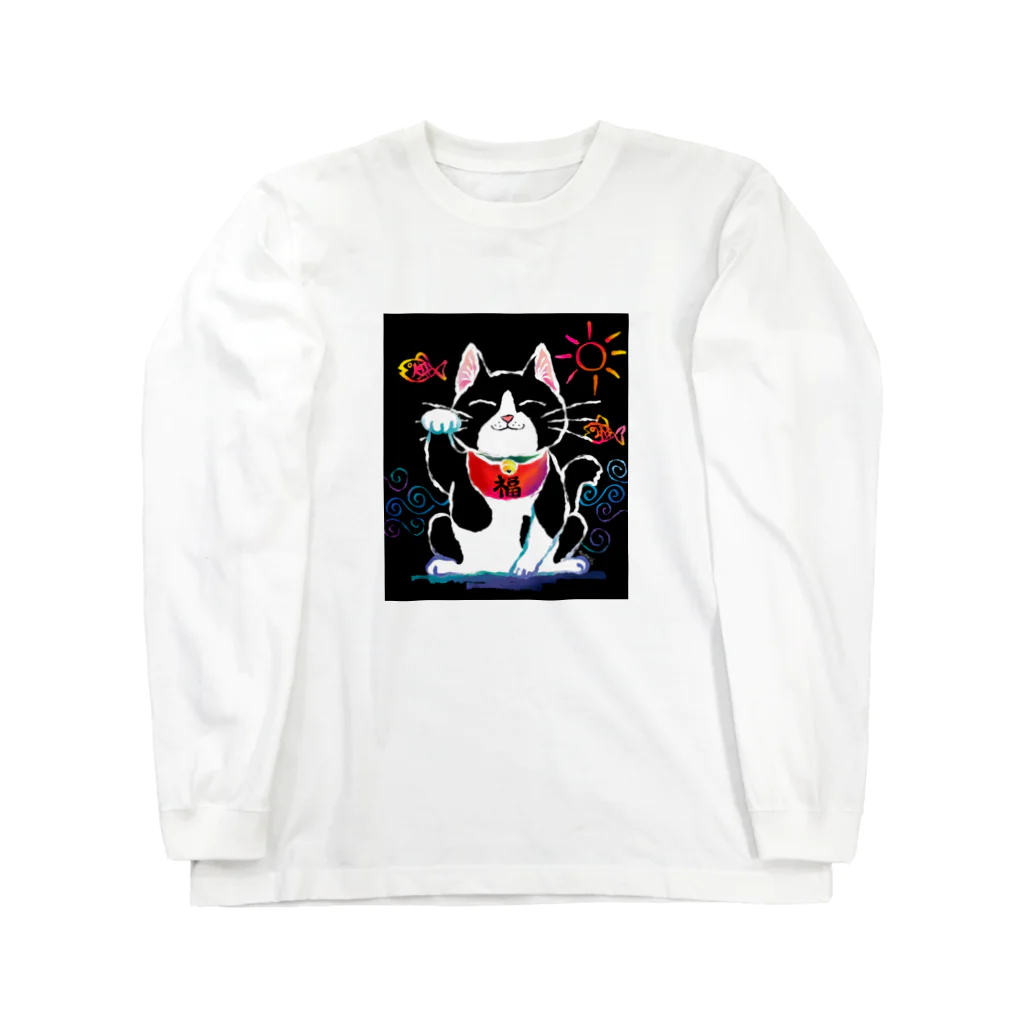 Kitsune honpoの招き猫 ロングスリーブTシャツ