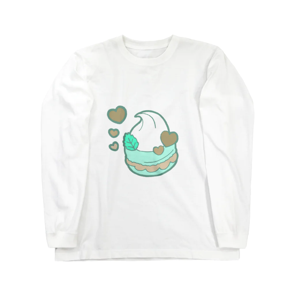 かわいいもののおみせ　いそぎんちゃくのチョコミントマカロン ロングスリーブTシャツ