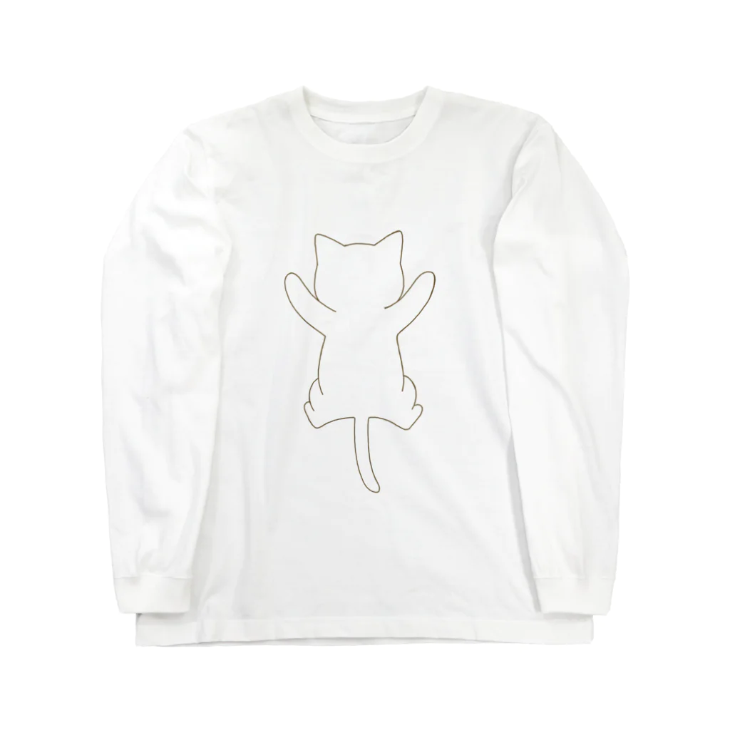 かわいいもののおみせ　いそぎんちゃくのしがみつく白猫 ロングスリーブTシャツ