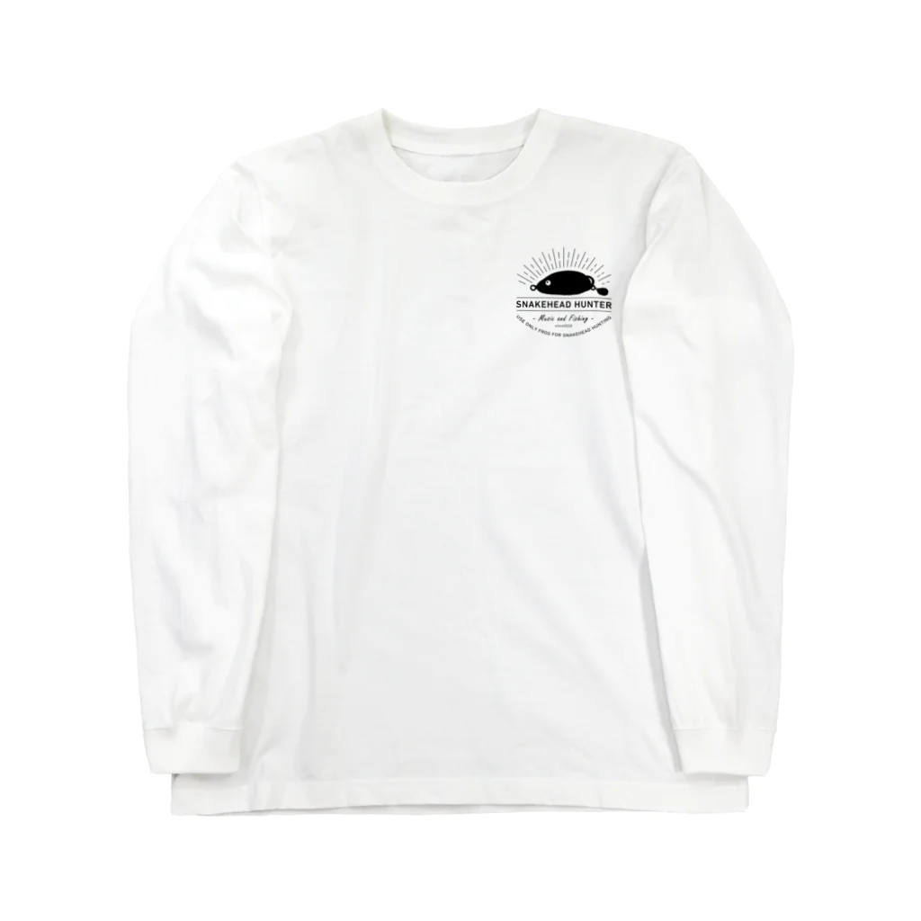 音楽と釣りの雷魚フロッグかえるくん黒 Long Sleeve T-Shirt