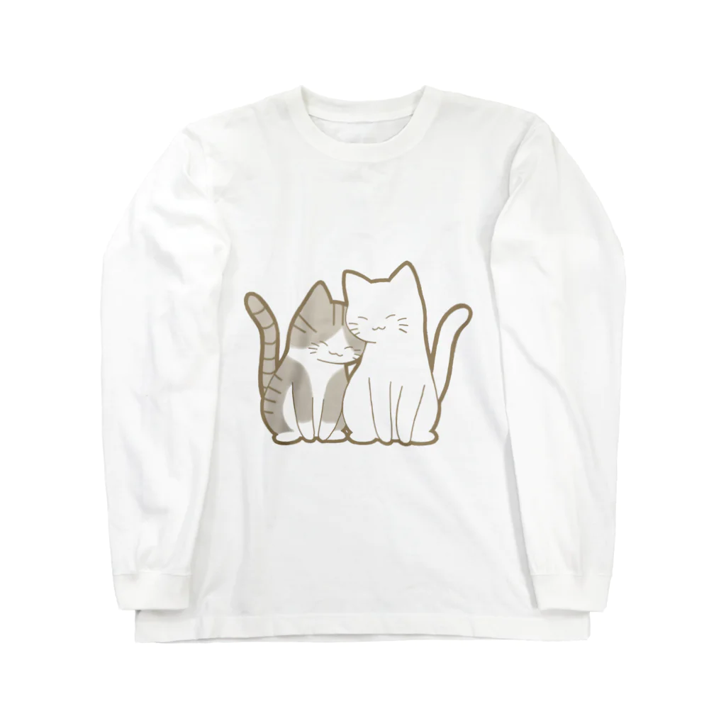 かわいいもののおみせ　いそぎんちゃくの仲良し猫　サバ白&白 Long Sleeve T-Shirt