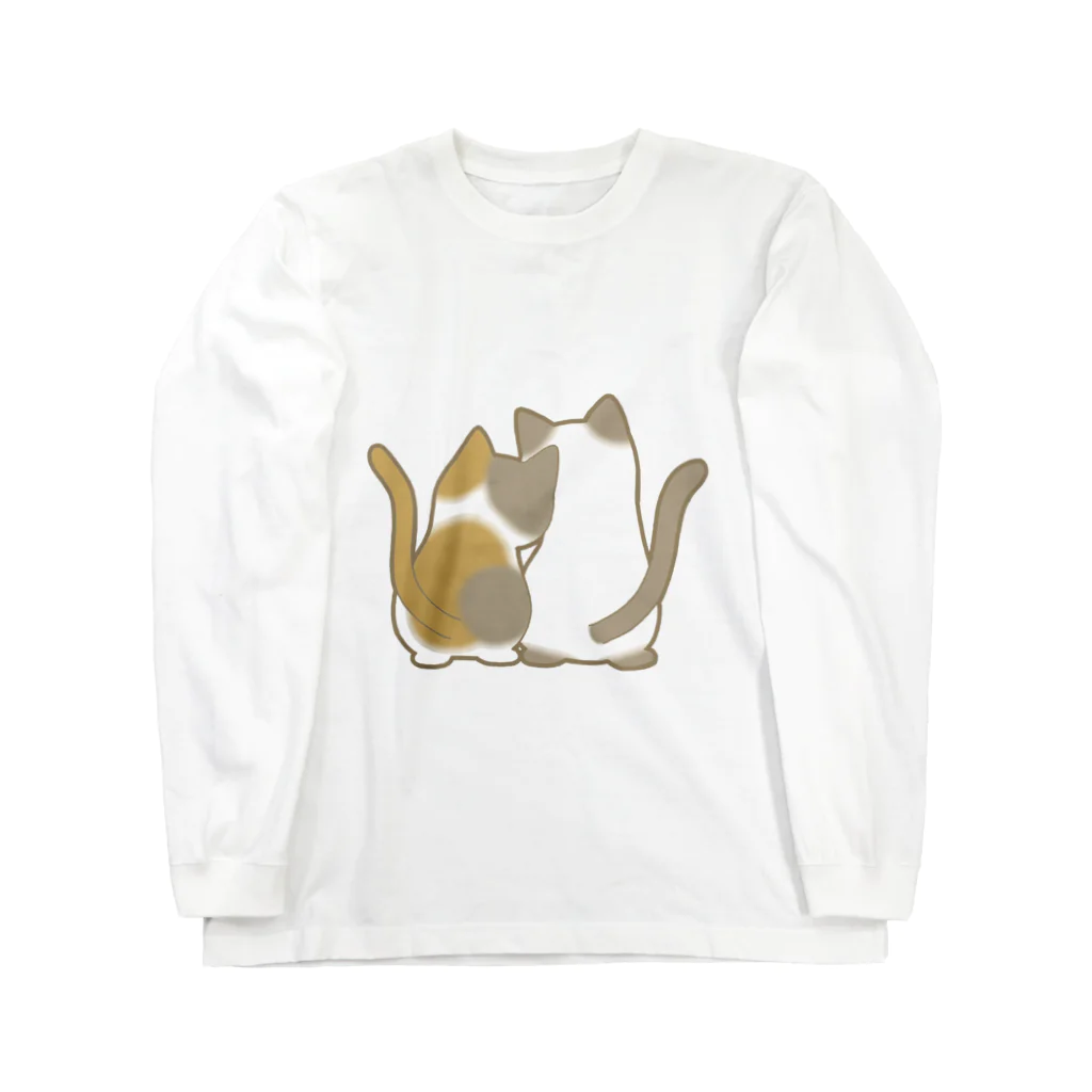 かわいいもののおみせ　いそぎんちゃくの仲良し猫の背中　三毛&ポインテッド Long Sleeve T-Shirt