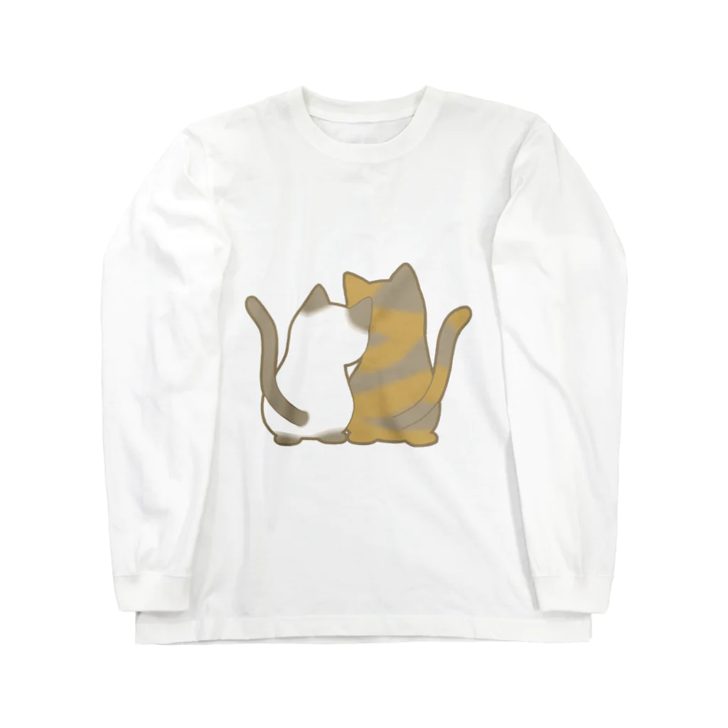 かわいいもののおみせ　いそぎんちゃくの仲良し猫の背中　ポインテッド&サビ Long Sleeve T-Shirt