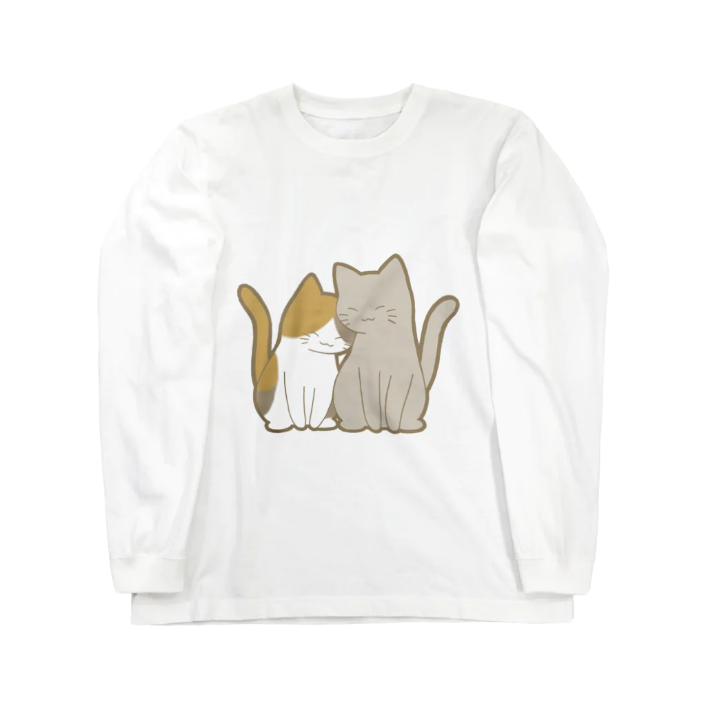 かわいいもののおみせ　いそぎんちゃくの仲良し猫　三毛&灰 Long Sleeve T-Shirt