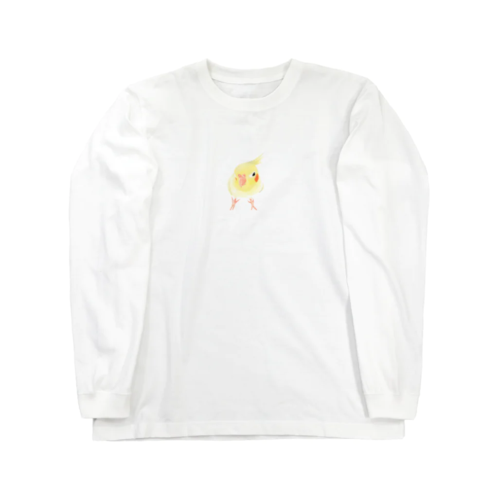 まめるりはことりのオカメインコ　おすましルチノー【まめるりはことり】 ロングスリーブTシャツ