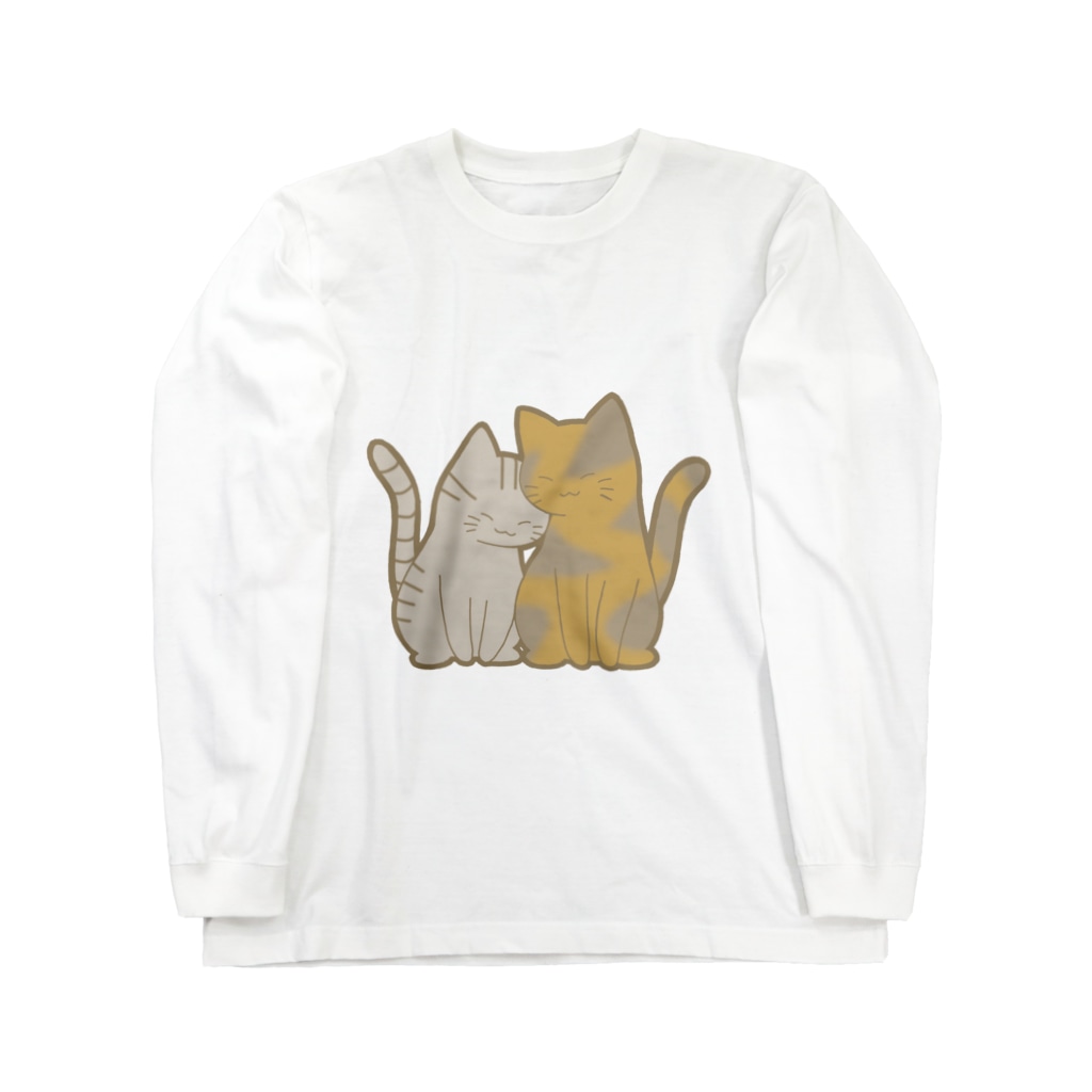 かわいいもののおみせ　いそぎんちゃくの表裏印刷　仲良し猫　鯖トラ&サビ Long Sleeve T-Shirt
