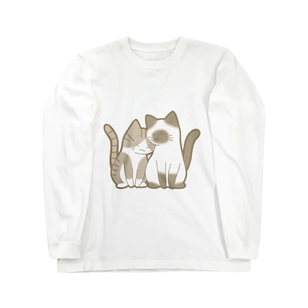 かわいいもののおみせ　いそぎんちゃくの表裏印刷　仲良し猫　キジ白&ポインテッド Long Sleeve T-Shirt