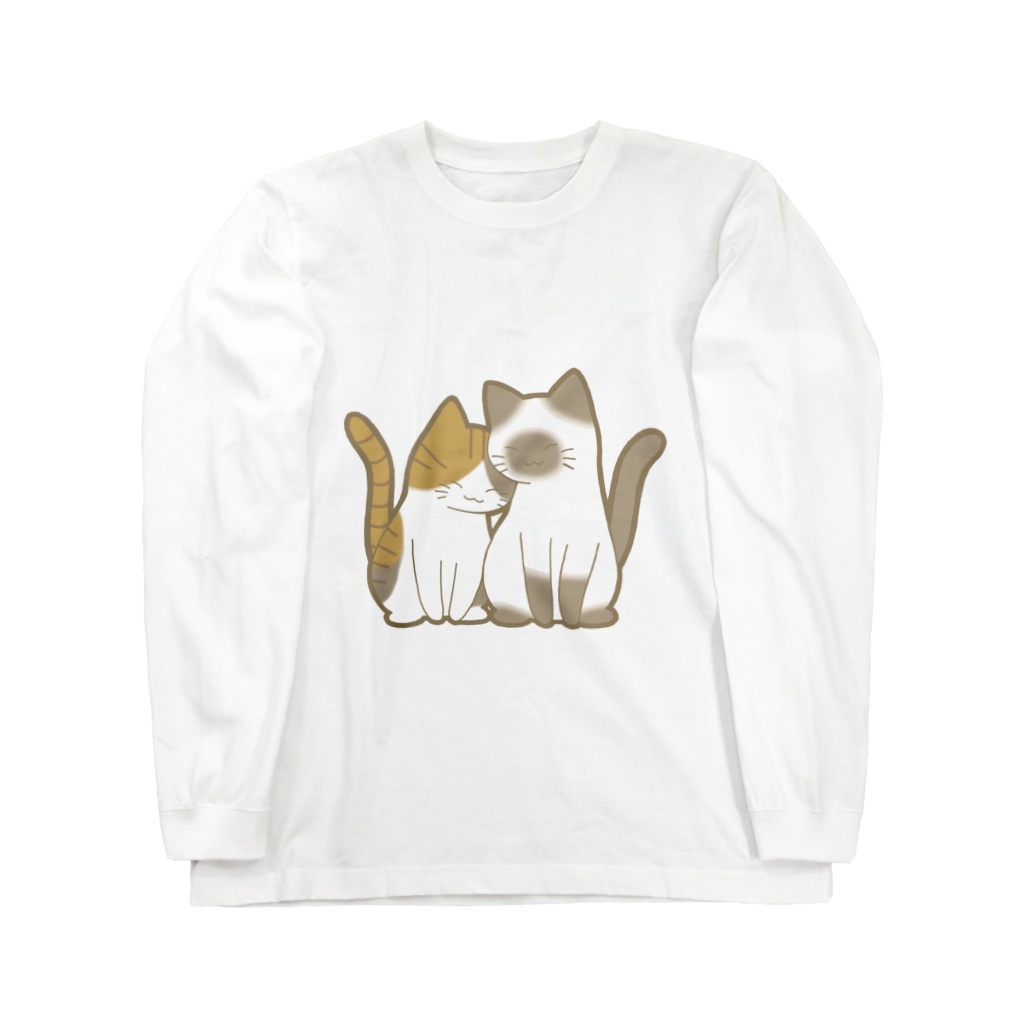 かわいいもののおみせ　いそぎんちゃくの表裏印刷　仲良し猫　縞三毛&ポインテッド Long Sleeve T-Shirt