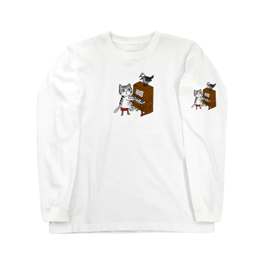ミナミハチゴーのネコピアノwithヨゲンノトリ Long Sleeve T-Shirt