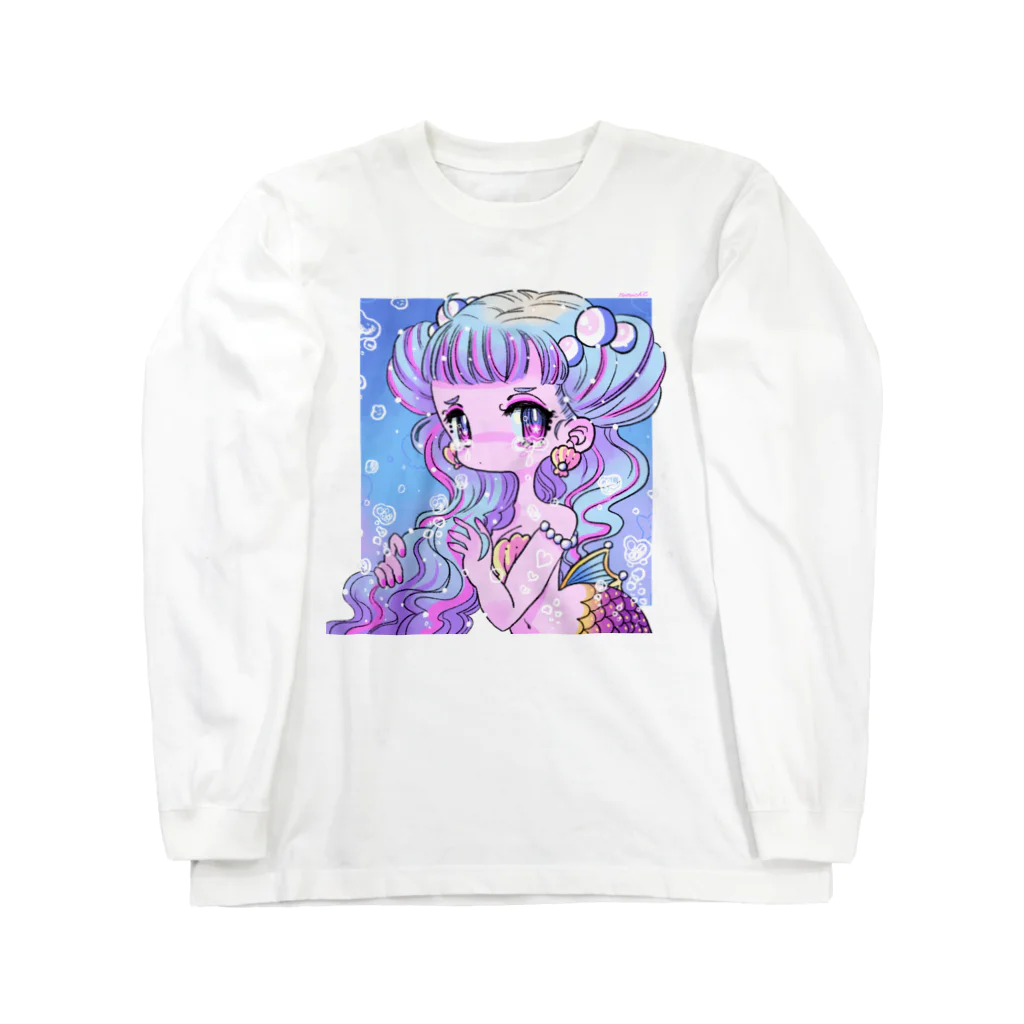 アジサイの織のTear drop Mermaid ロングスリーブTシャツ