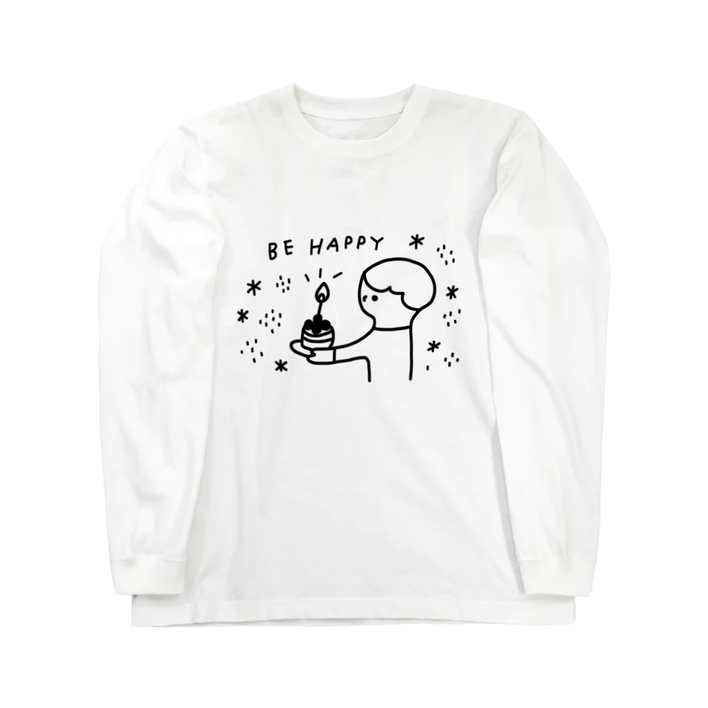 morieebooksのBE　HAPPY（BLACK） ロングスリーブTシャツ