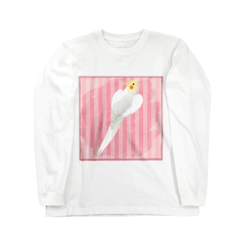 まめるりはことりのオカメインコ　ハートルチノーオカメインコ【まめるりはことり】 ロングスリーブTシャツ