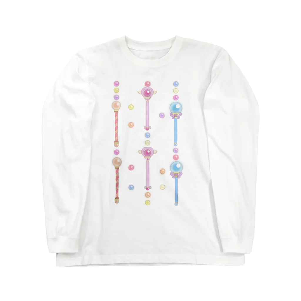 プリズモリイの箱の魔法少女のゆめかわステッキ&パステルカラーの魔法玉石～ストライプ～ Long Sleeve T-Shirt