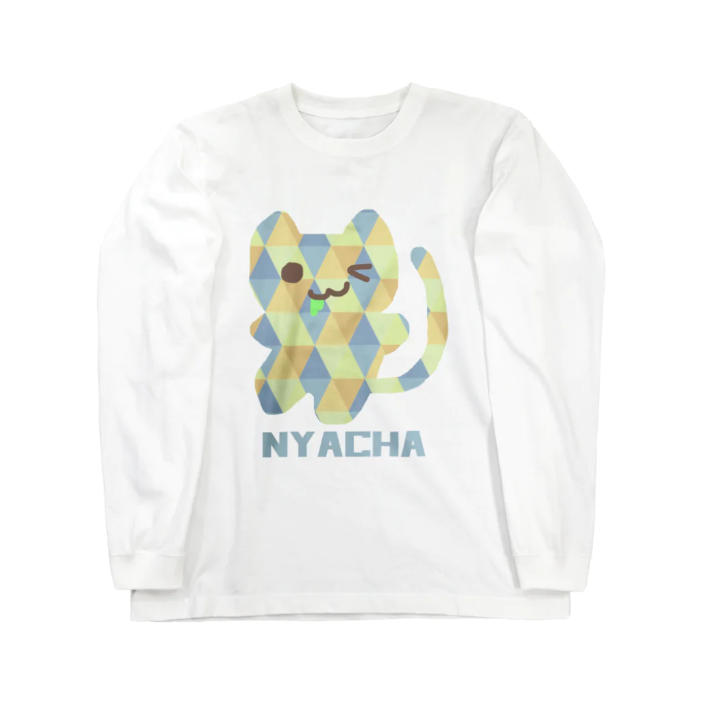 NYACHA&BOOCHAのさんかくガラガラにゃーちゃ、 ロングスリーブTシャツ