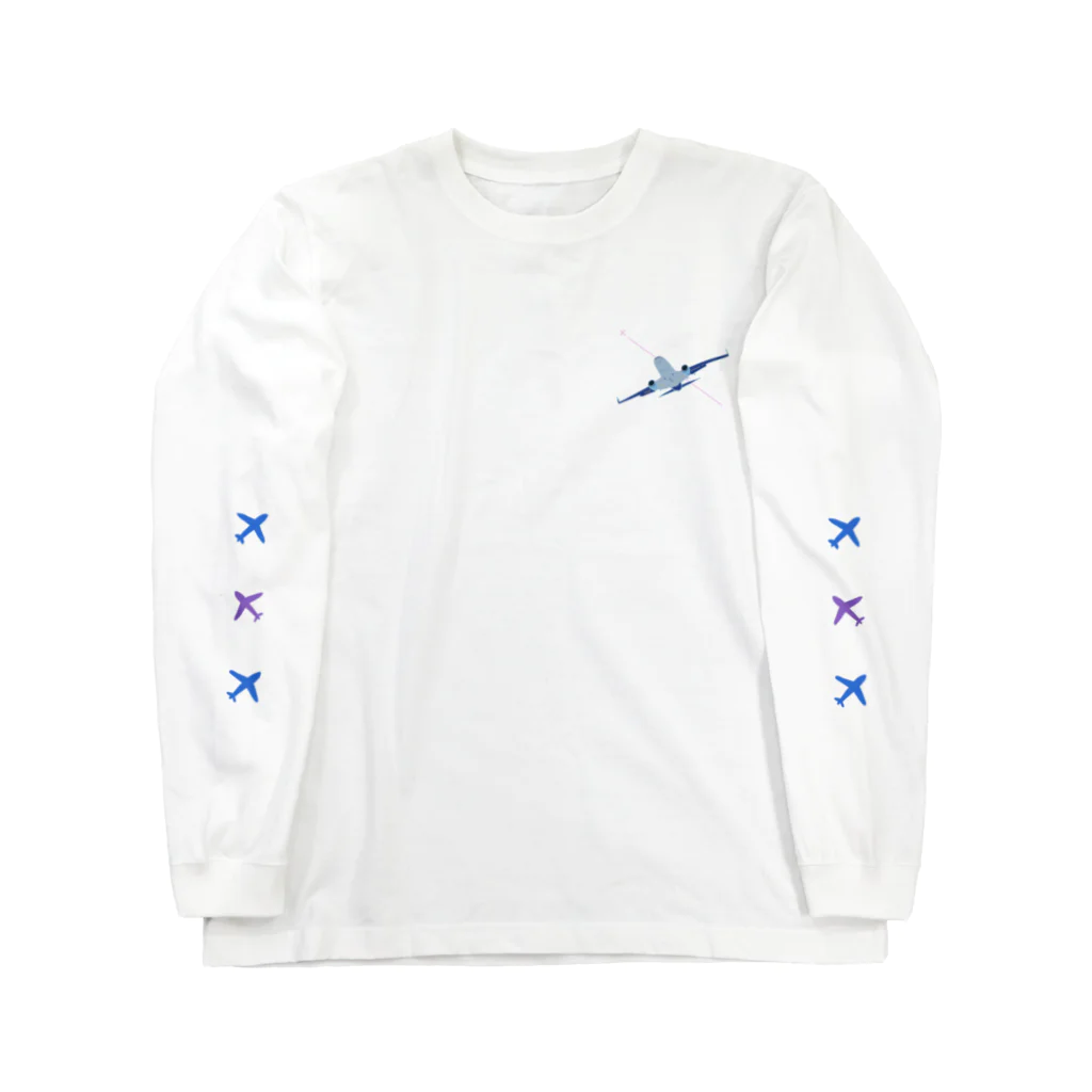 待宵ちゃんの部屋の飛行機と飛行機雲 Long Sleeve T-Shirt