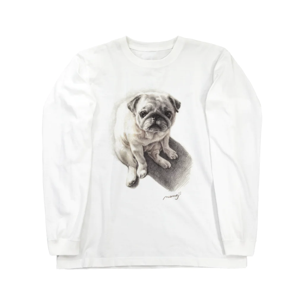 Momojiの犬画のパグ2 ロングスリーブTシャツ