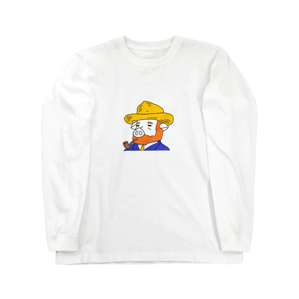 豚人イラストのパンダ武島のブッホさん（シンプル） Long Sleeve T-Shirt