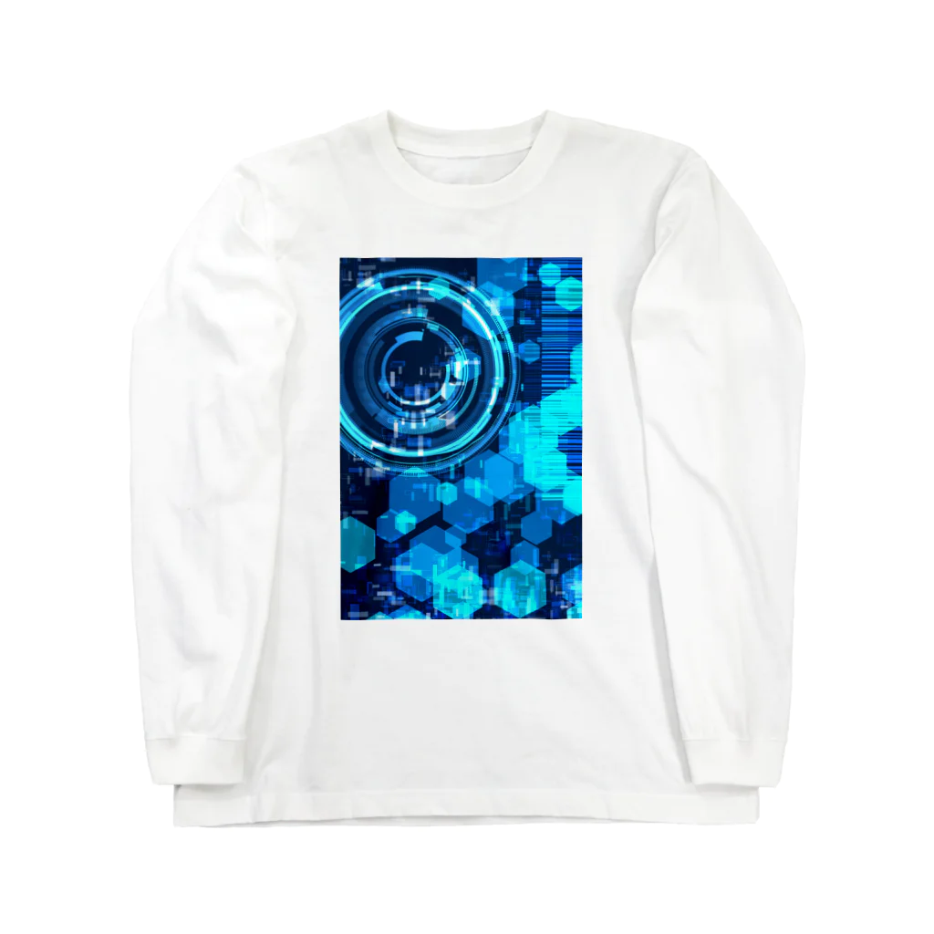 ぽん屋のサイバーワールド/電子柄 Long Sleeve T-Shirt