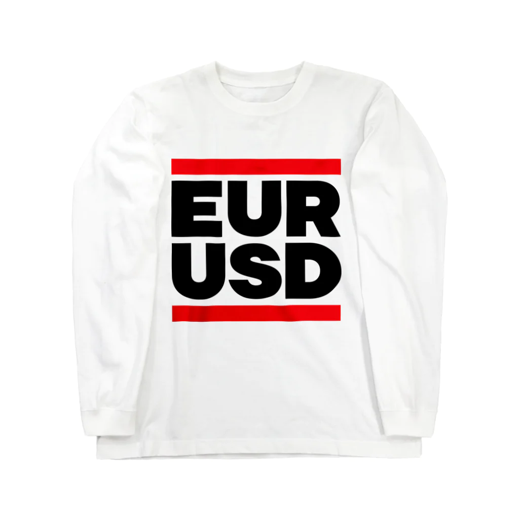 金融投資デザイン　カマラオンテ-ムラサキのユロドル ユーロドル EURUSD FX 為替 両替 　黒字黒フォント  Long Sleeve T-Shirt