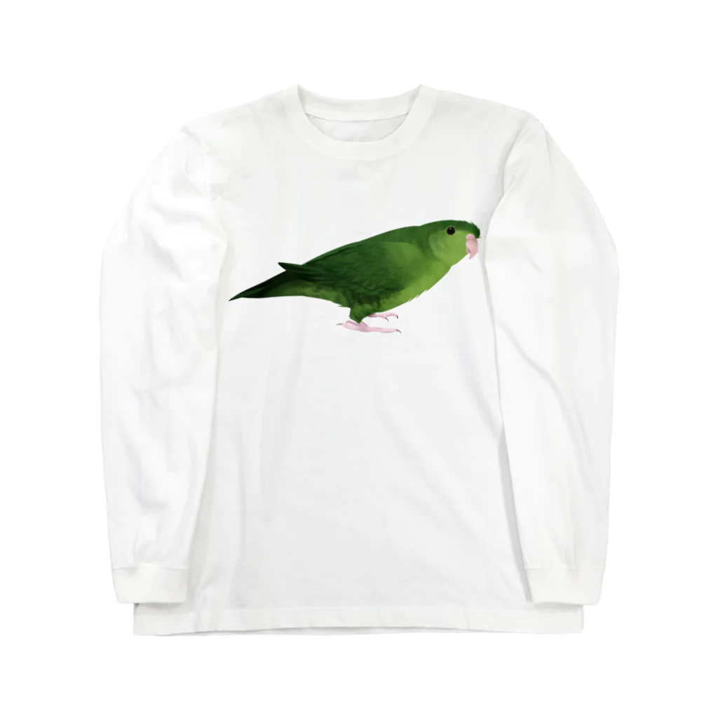 まめるりはことりのサザナミインコ　グリーン【まめるりはことり】 ロングスリーブTシャツ