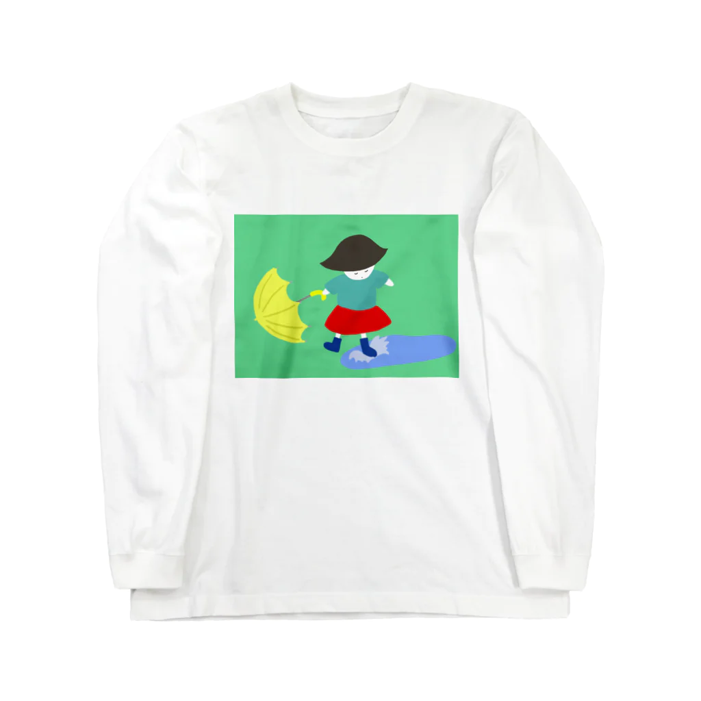 mikitoartの水で遊ぶ女の子 ロングスリーブTシャツ