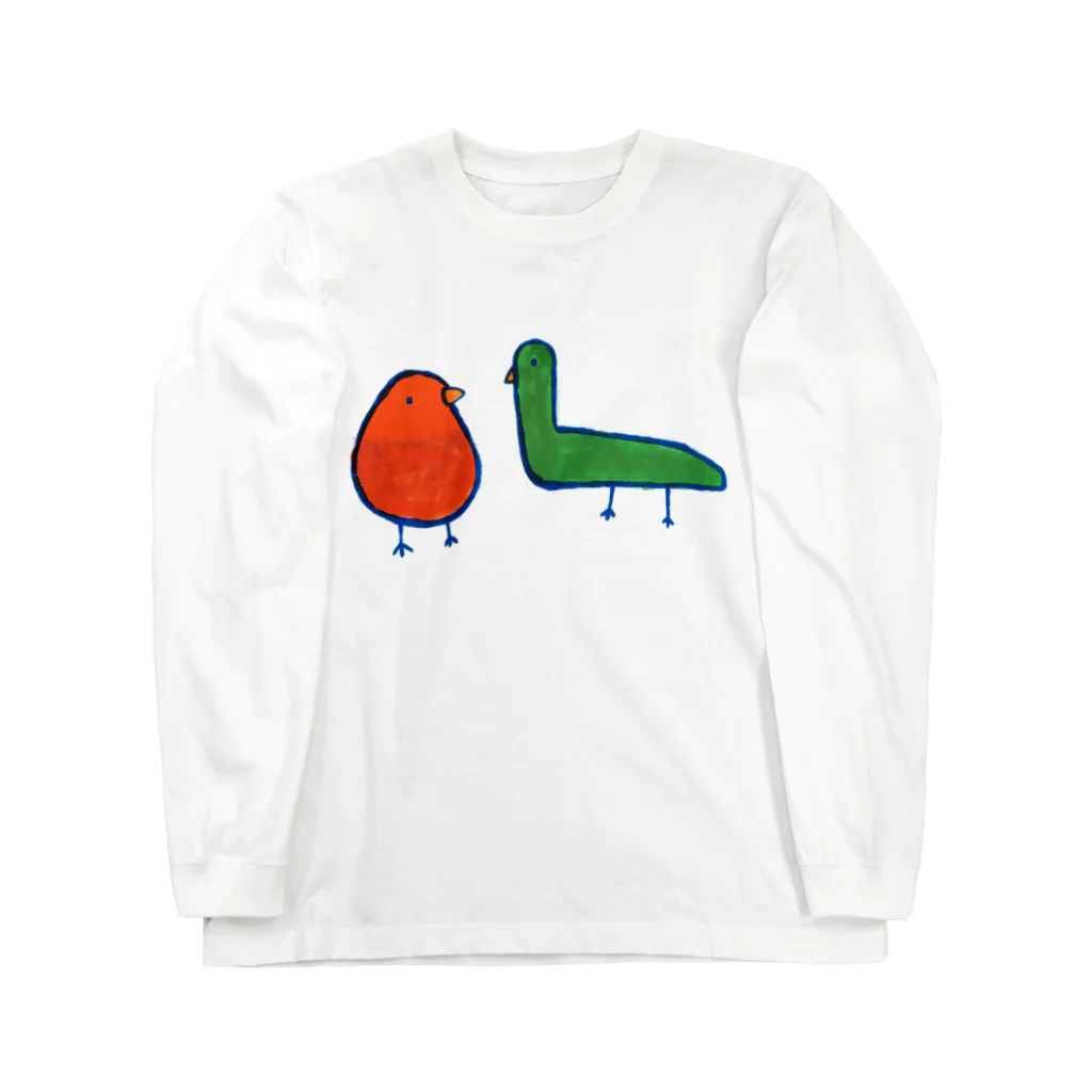 はじまりのきいろのOL（おーえる）鳥 ロングスリーブTシャツ