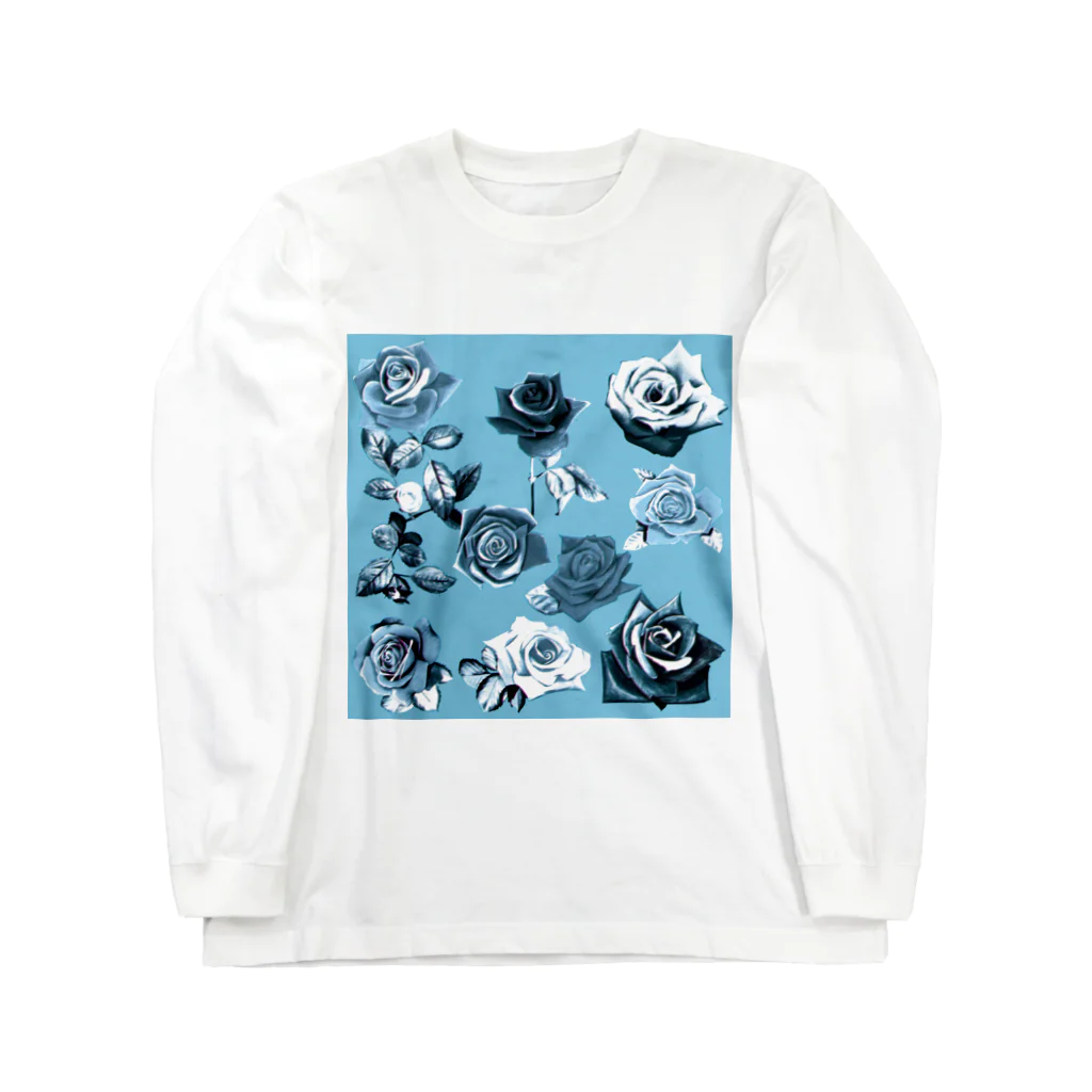 KAERUCAFE SHOPの青いバラ Long Sleeve T-Shirt