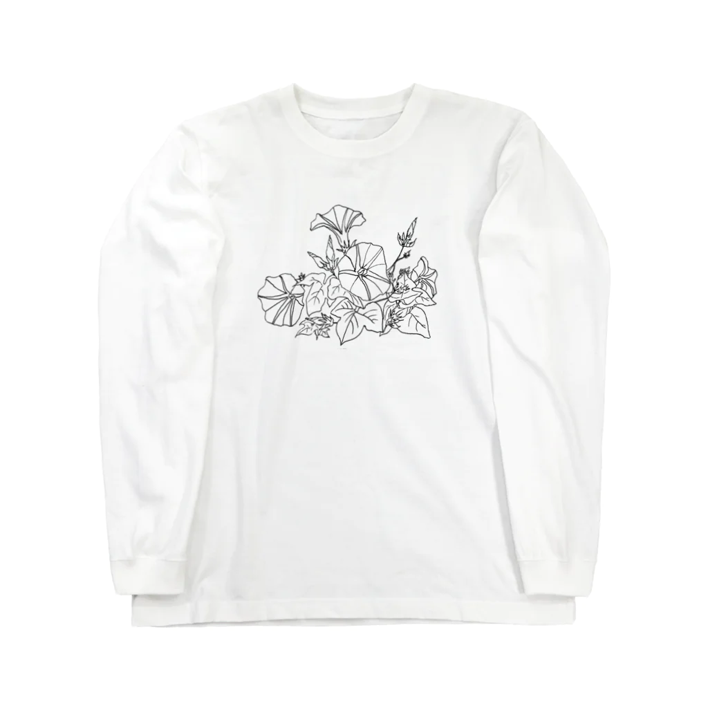 気ままに創作　よろず堂のあさがお　モノクロ Long Sleeve T-Shirt