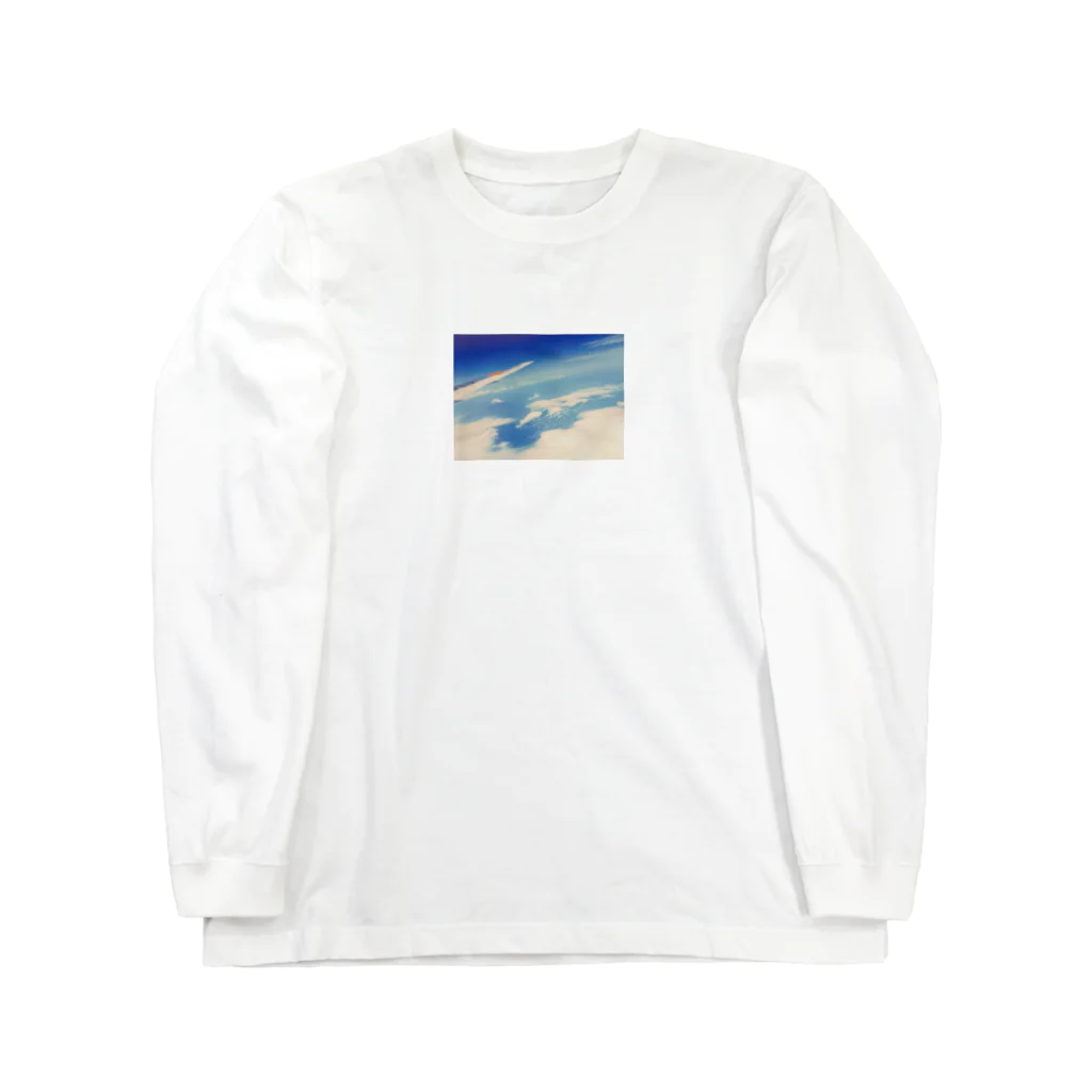 mammamiaの富士山と飛行機 ロングスリーブTシャツ