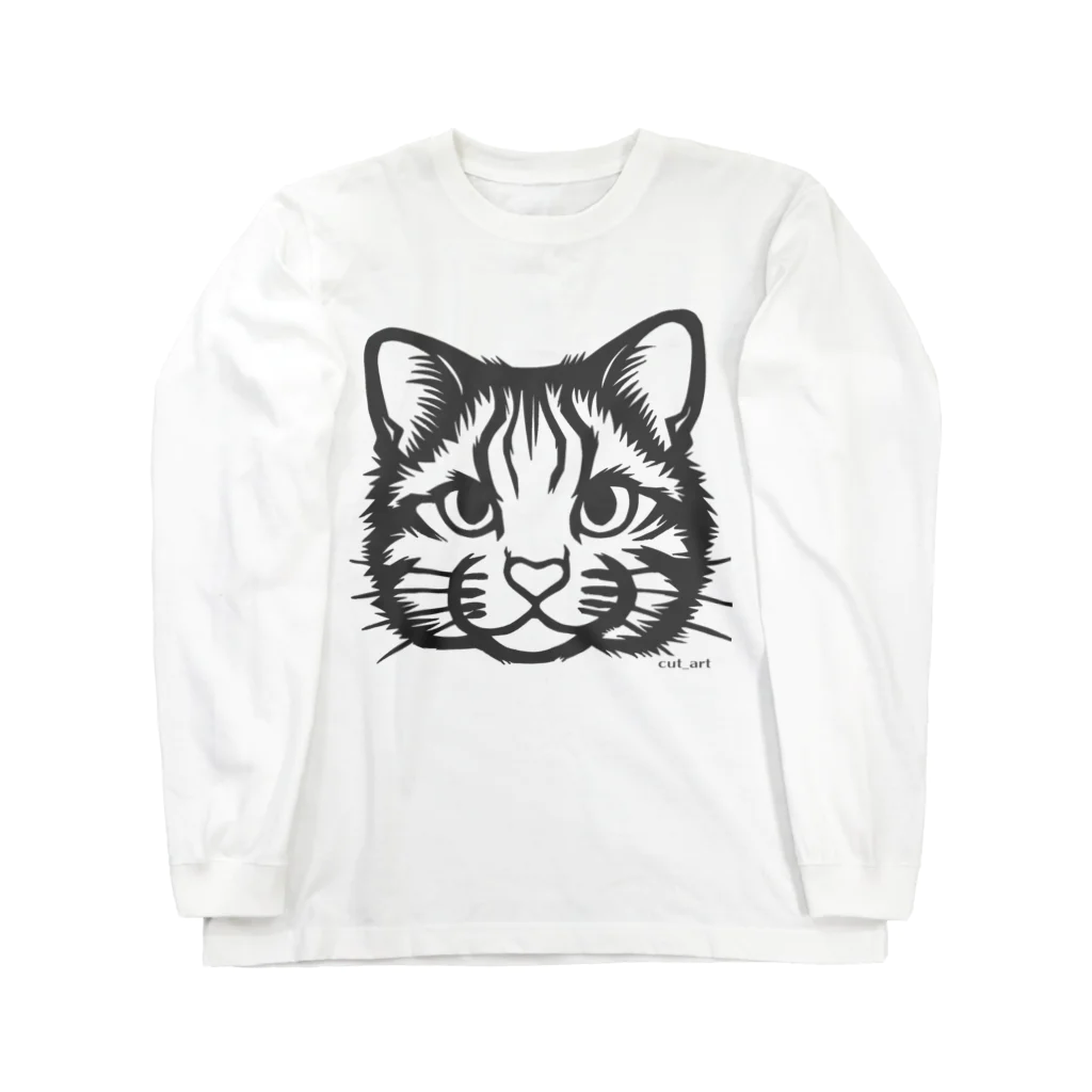 やまねこショップSUZURI支店のヤマネコ顔バーン（胸）ロンT Long Sleeve T-Shirt