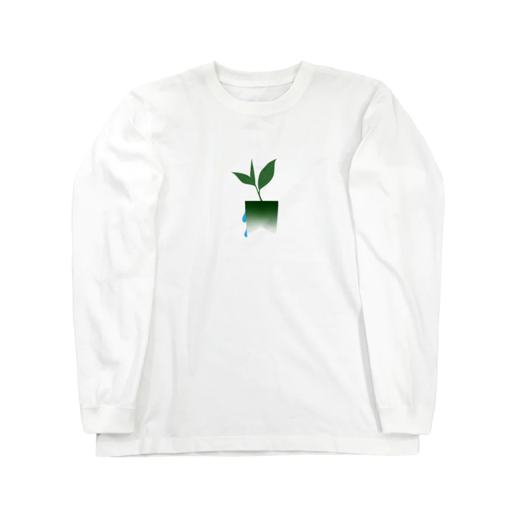 キュウの新茶が芽生えた抹茶ラテ ロングスリーブTシャツ