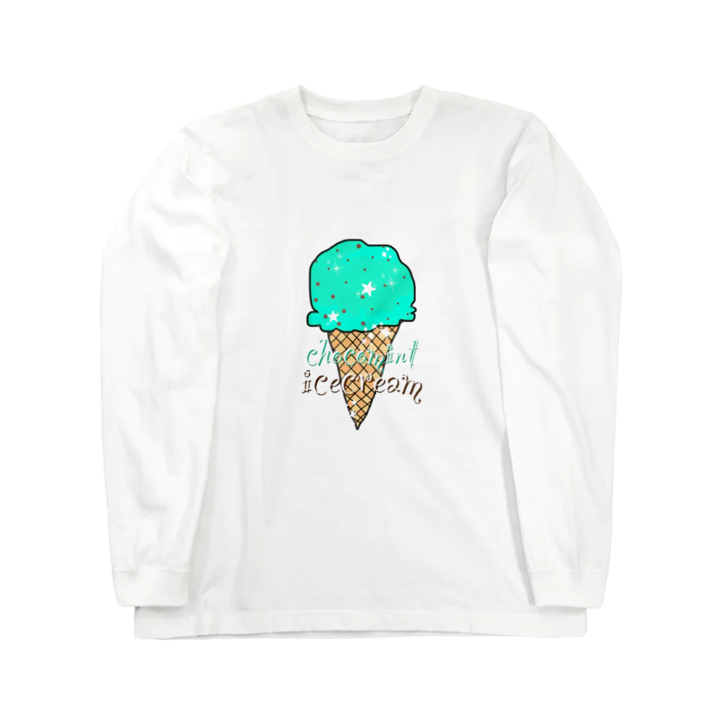 なでしこ@デザインのチョコミントアイスクリーム Long Sleeve T-Shirt