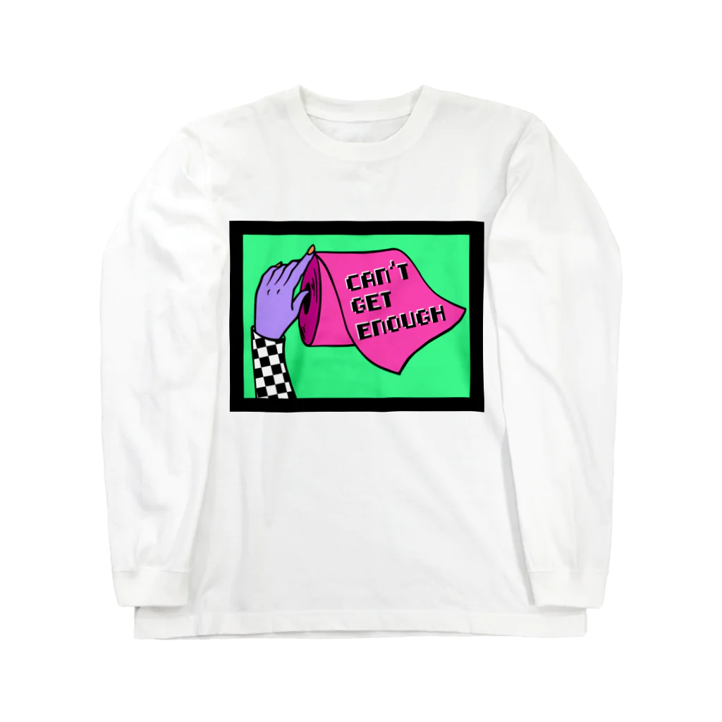 Mieko_KawasakiのCAN'T GET ENOUGH / GREEN トイレットペーパー　 Long Sleeve T-Shirt