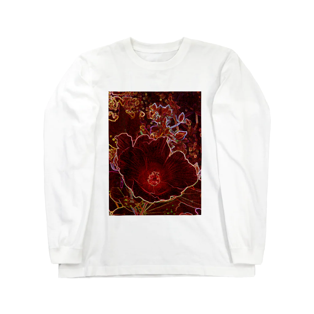 hiroki-naraの芙蓉 DATA_P_154　Confederate Rose ハスの花の古名 ロングスリーブTシャツ